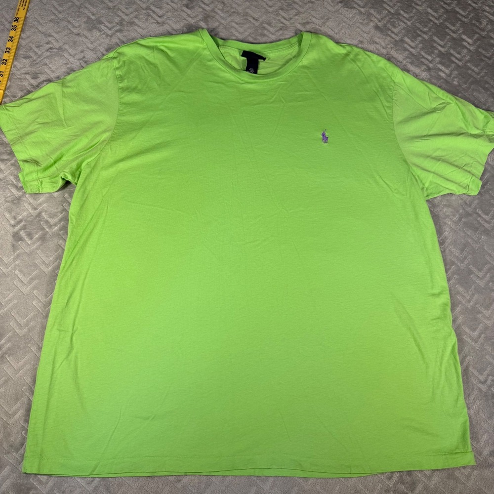 Vintage Polo Ralph Lauren T Shirt XXL Green Crew Neck Tee Cotton Pony Logo Y2K
